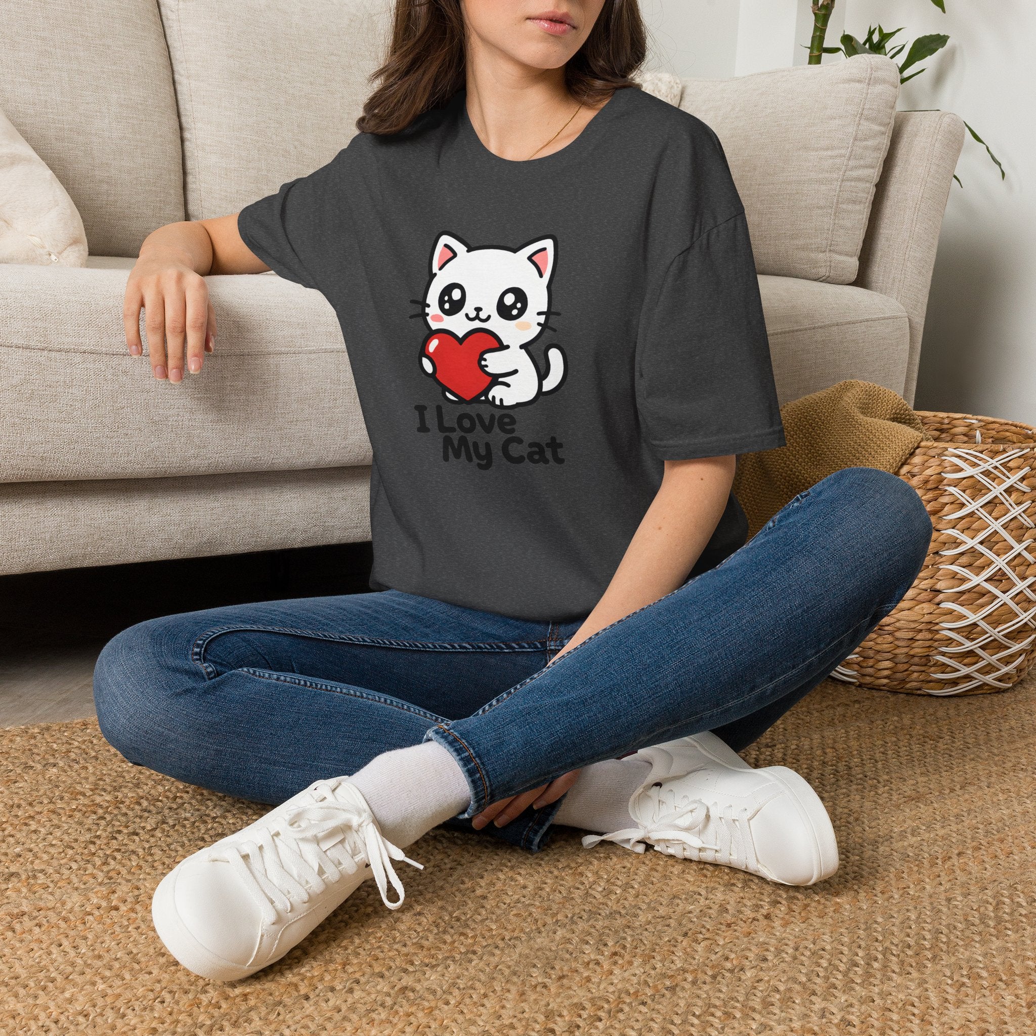 Cute Cat with Heart T-Shirt