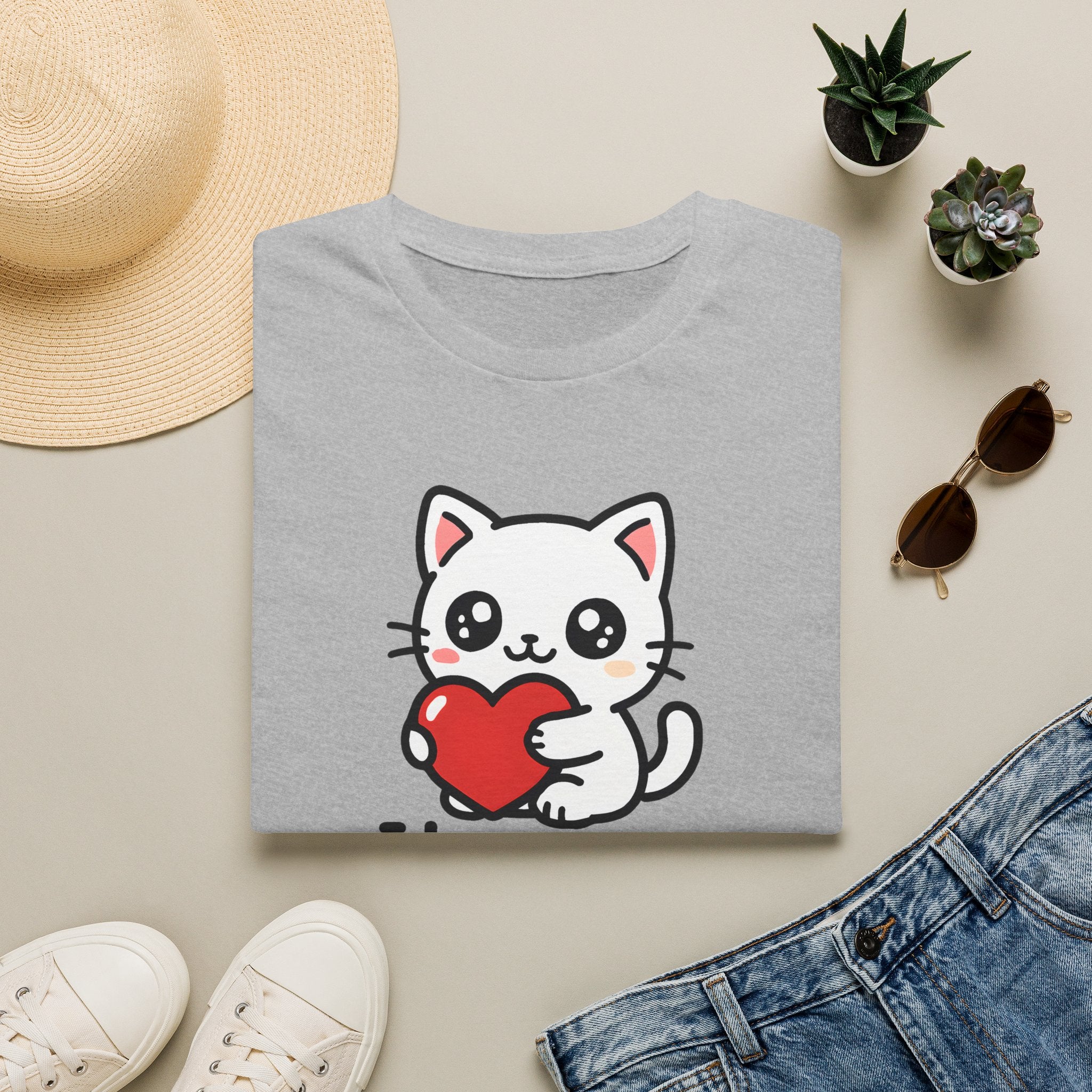 Cute Cat with Heart T-Shirt