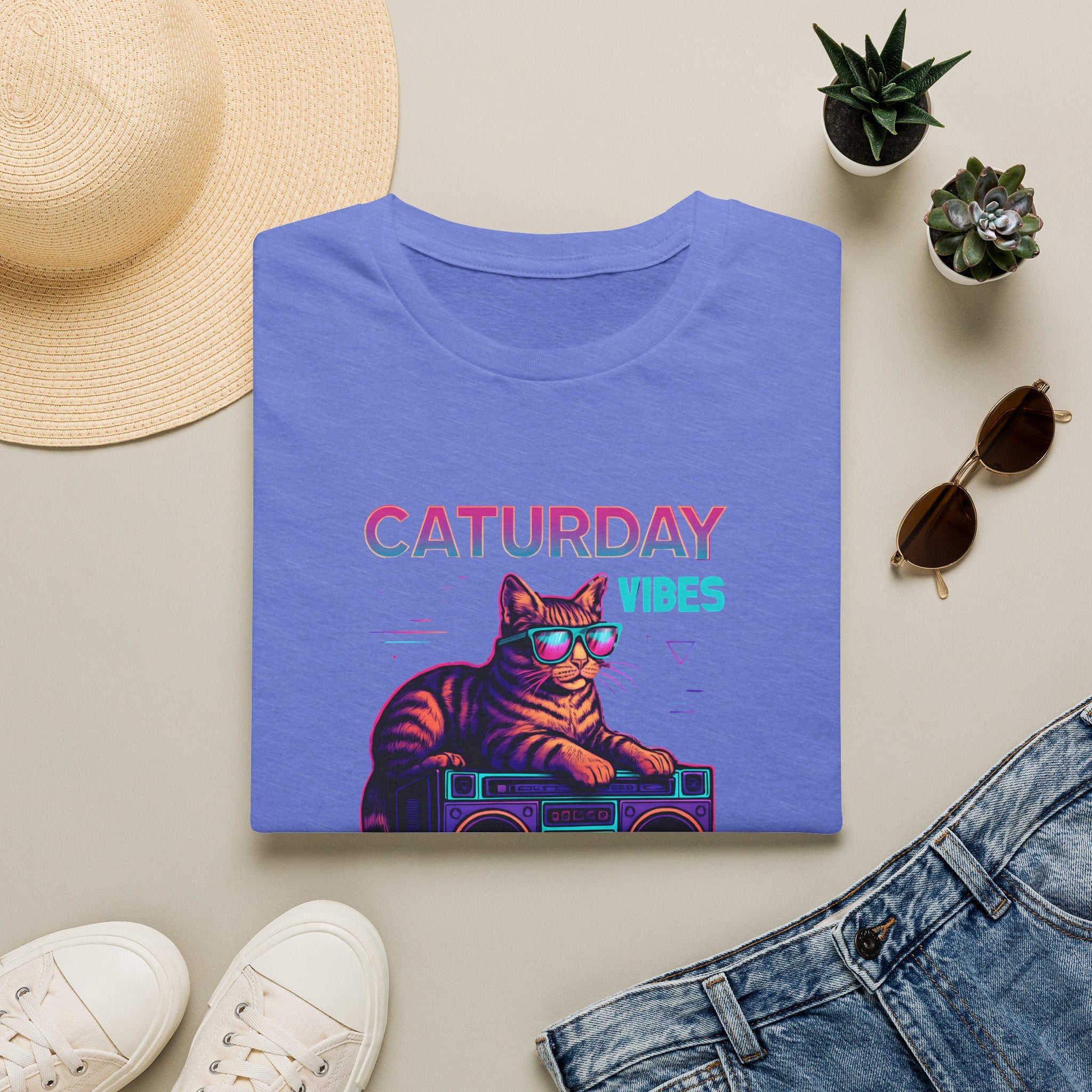 Neon cat boombox vibes T-Shirt
