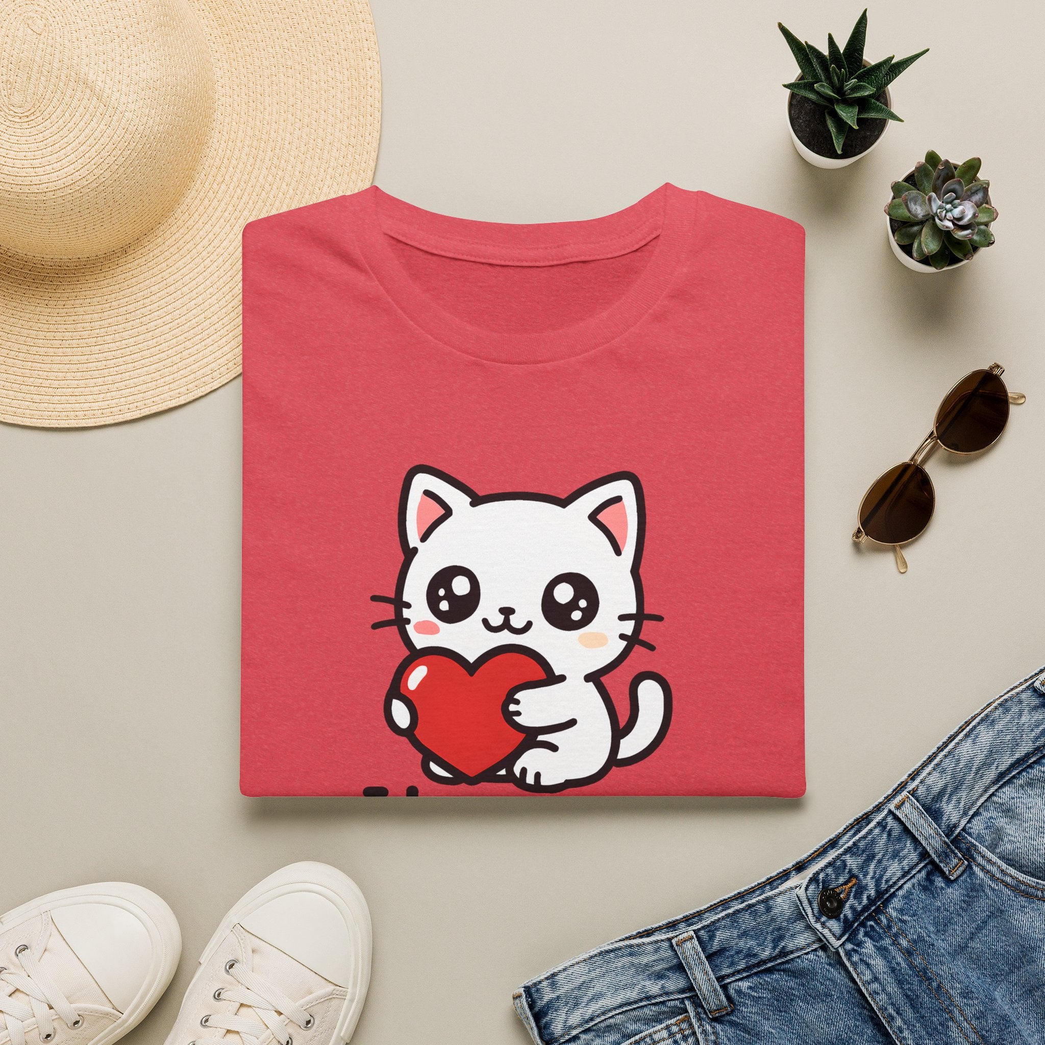 Cute Cat with Heart T-Shirt