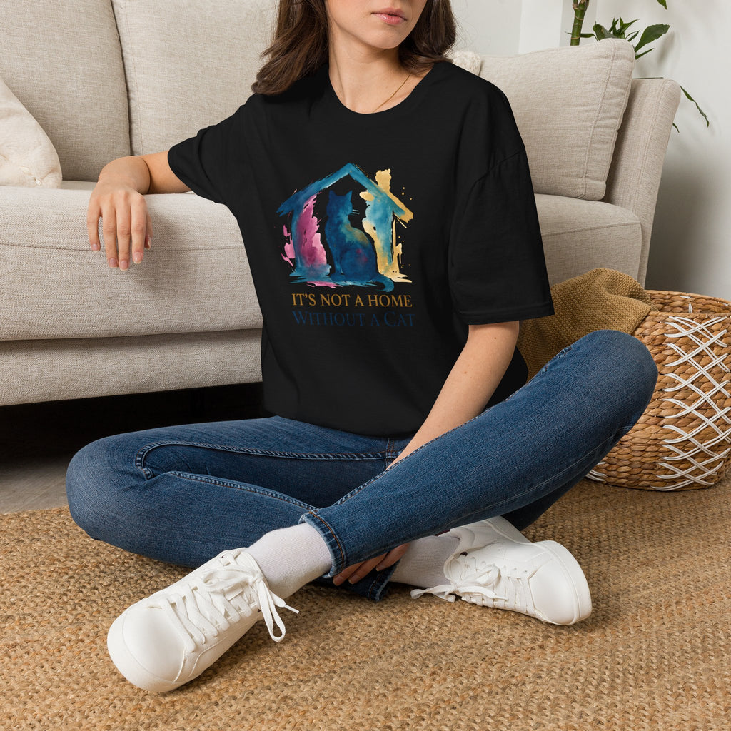 Watercolor Cat Inside House T-Shirt
