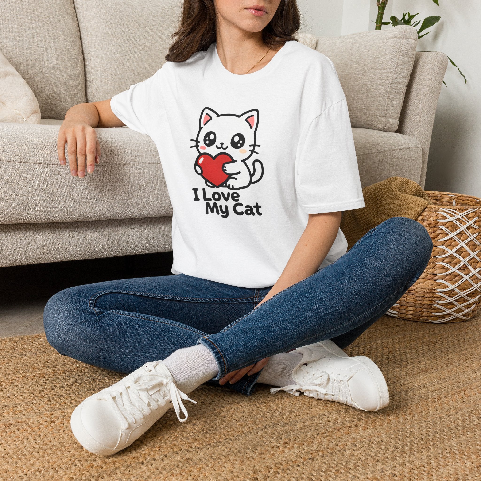 Cute Cat with Heart T-Shirt