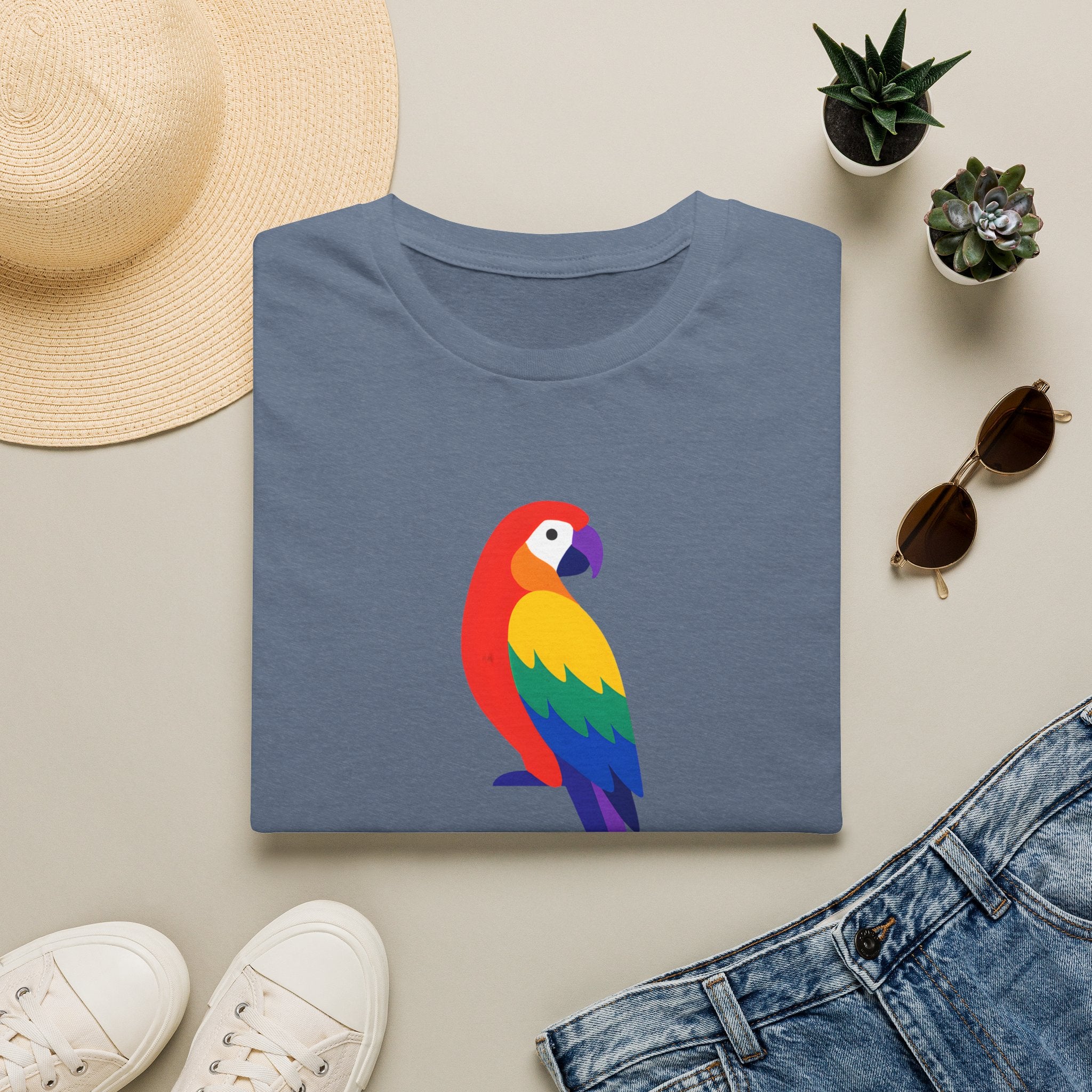 Colorful Parrot Illustration T-Shirt