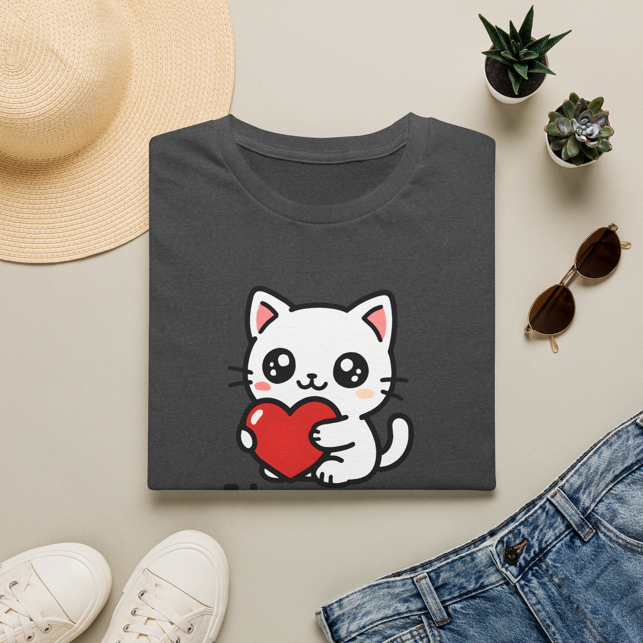 Cute Cat with Heart T-Shirt