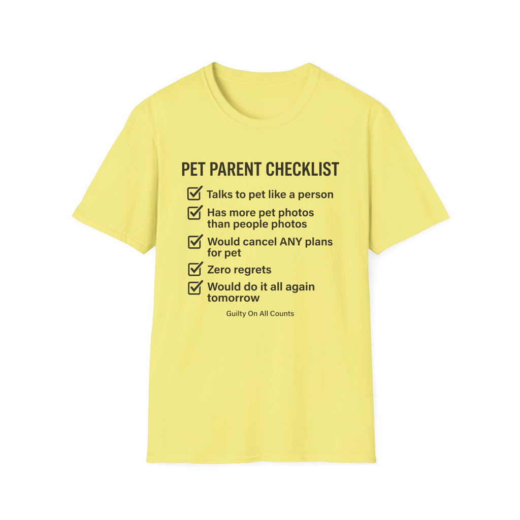 Pet Parent Checklist T-Shirt