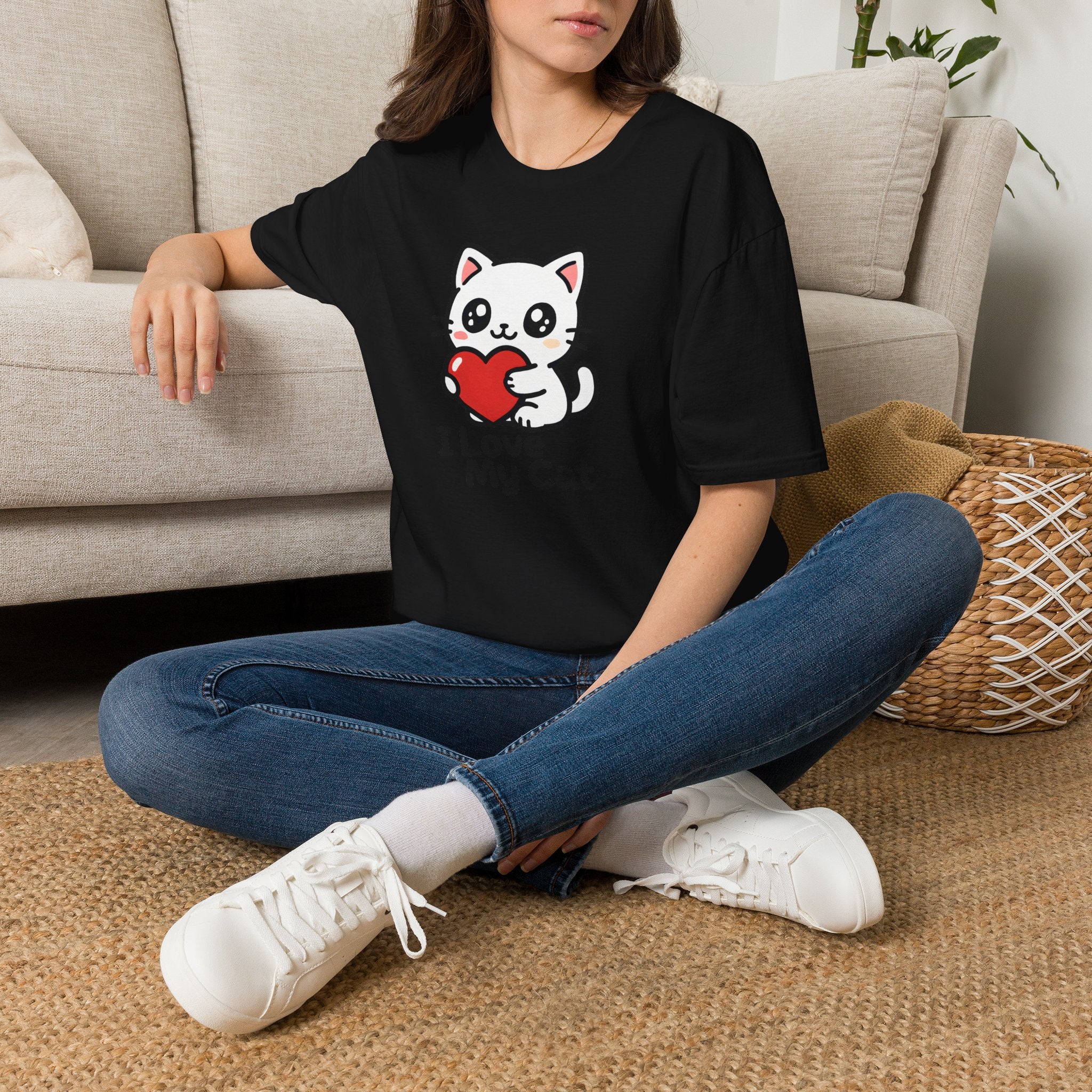 Cute Cat with Heart T-Shirt