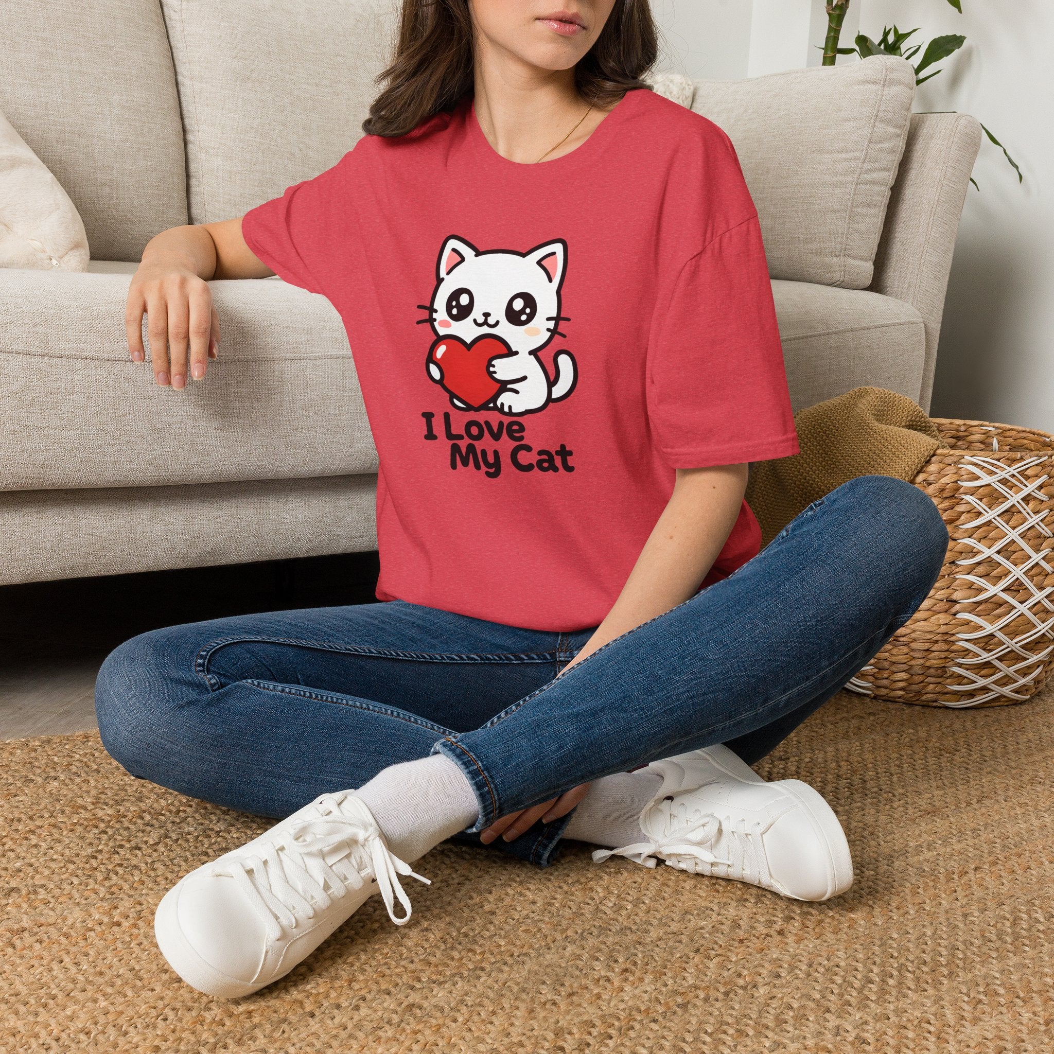Cute Cat with Heart T-Shirt