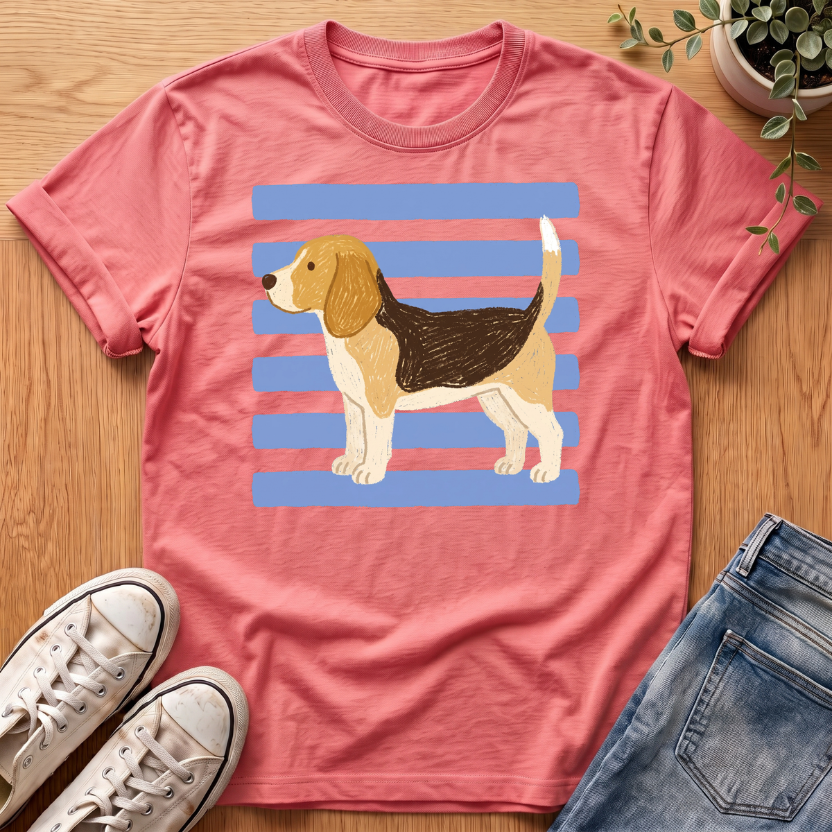 Beagle On Blue T-Shirt