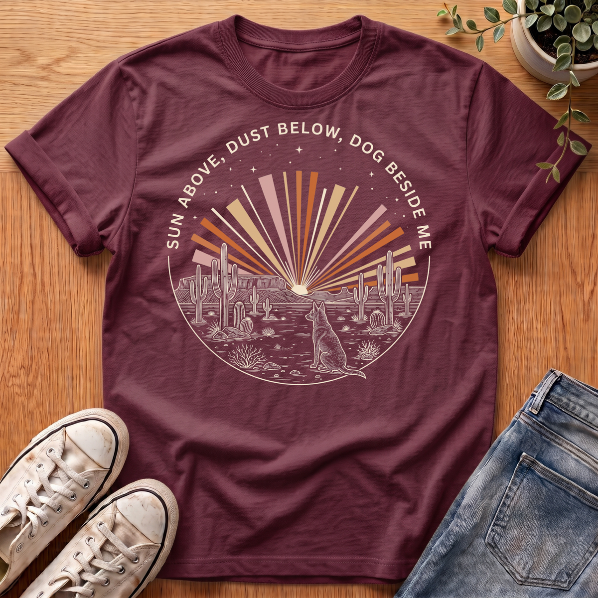 Dog Beside Me Desert T-Shirt