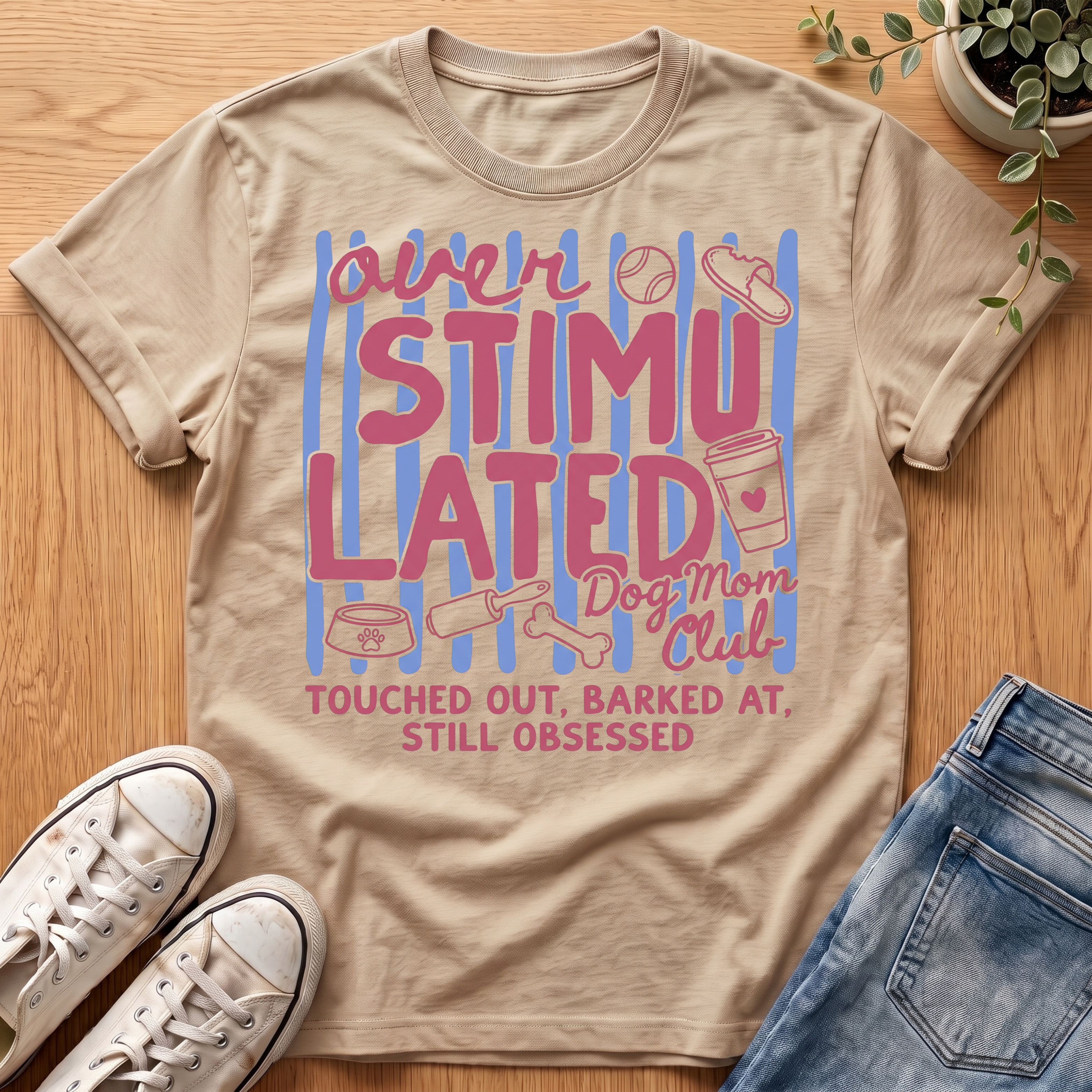 Overstimulated Dog Mom Club T-Shirt