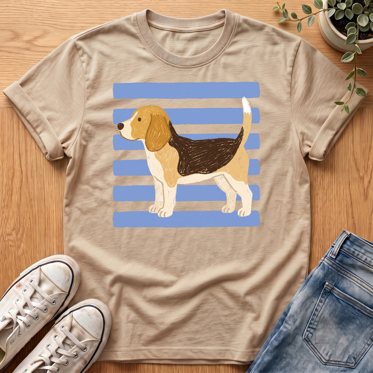 Beagle On Blue T-Shirt