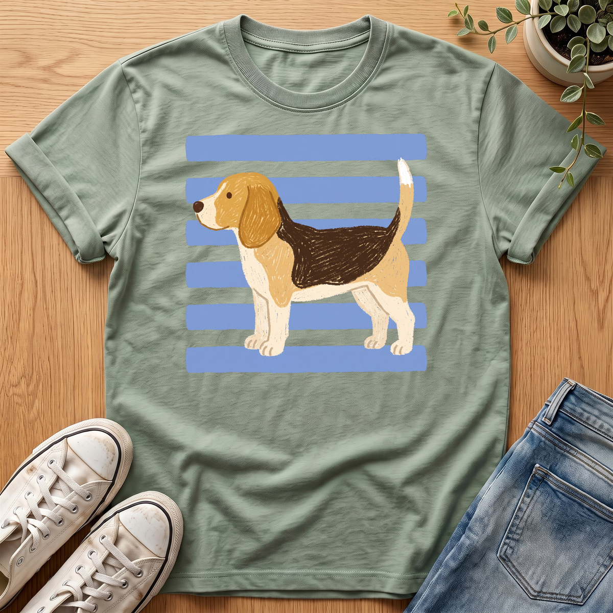 Beagle On Blue T-Shirt