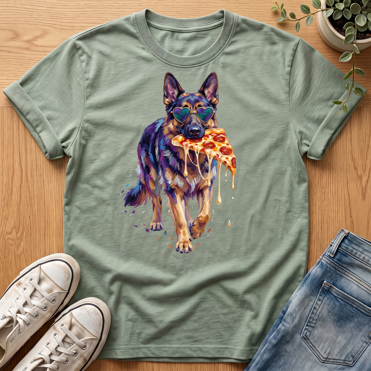 German Shepherd Pizza T-Shirt