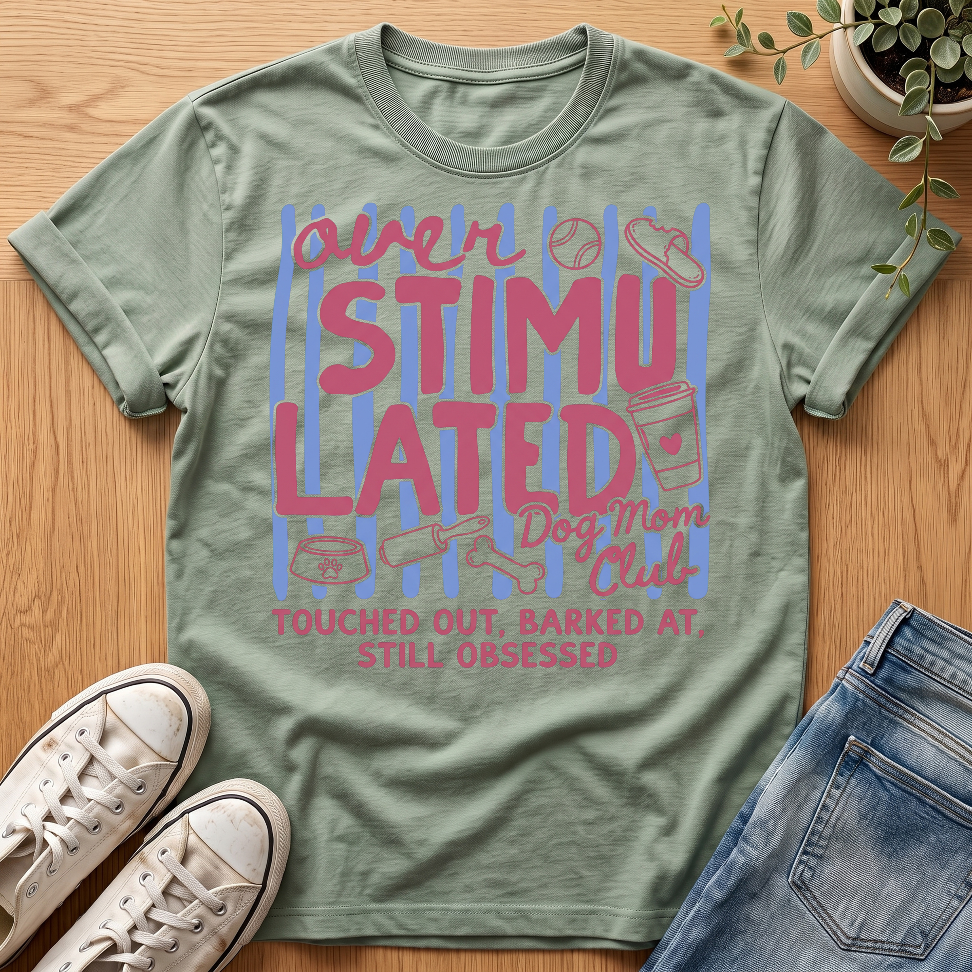 Overstimulated Dog Mom Club T-Shirt